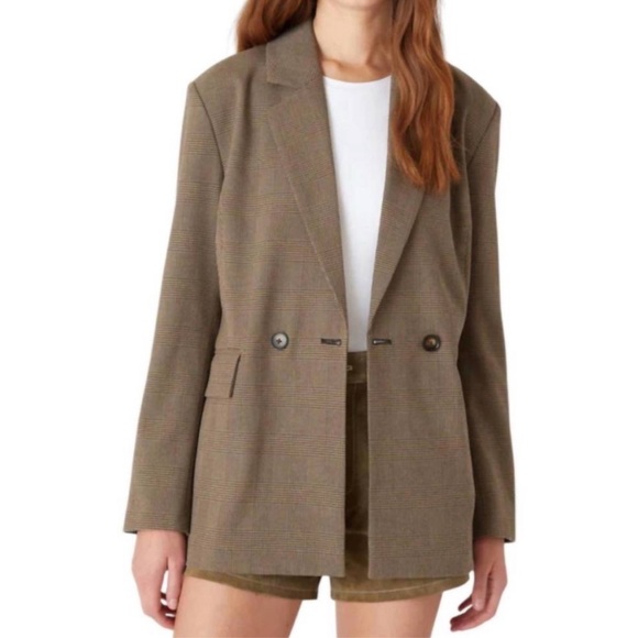 New BLANK NYC Plaid Classic Brown Blazer - Picture 1 of 16